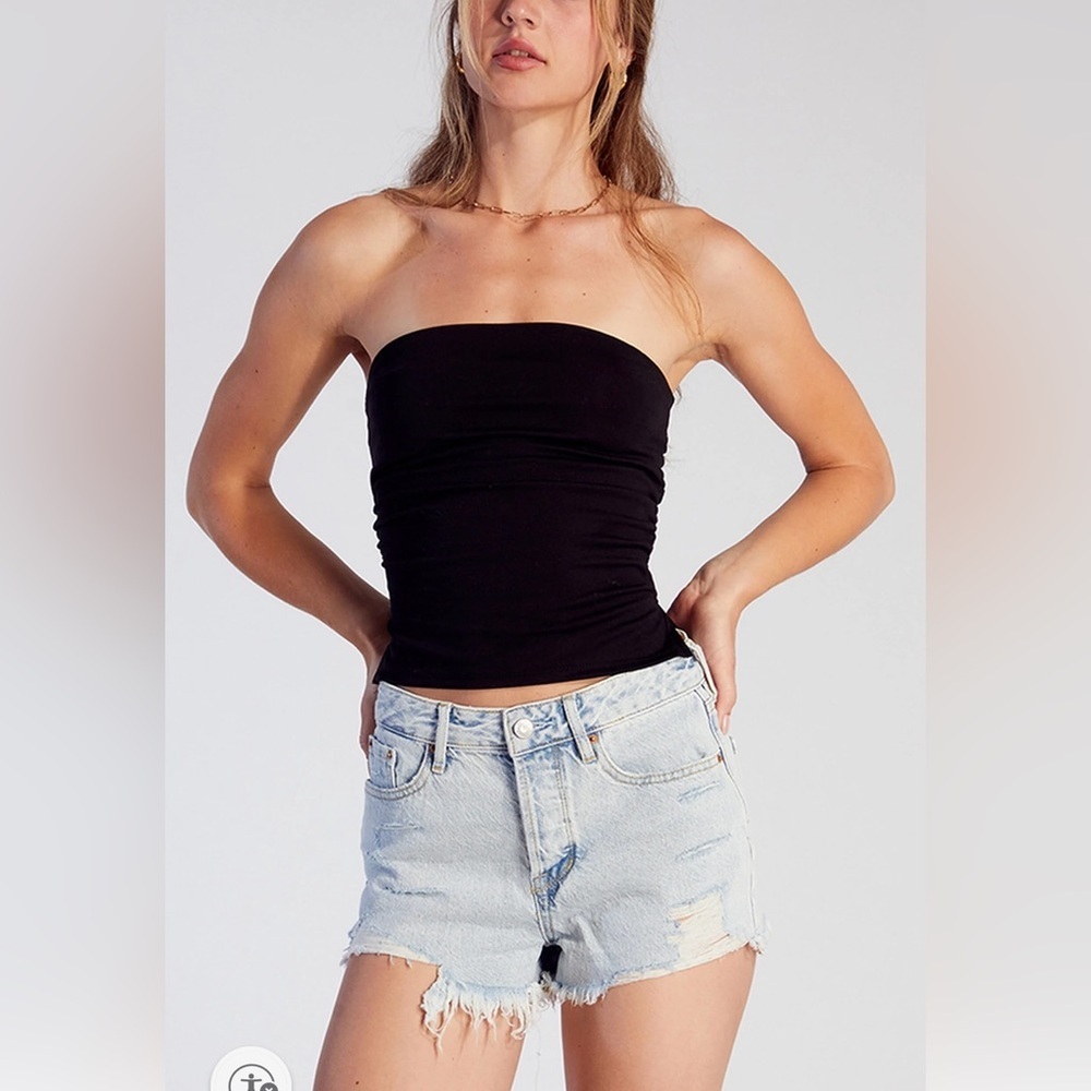 Pacsun Lt Indigo Ripped Button Fly High Waist Denim Festival Short Women Size 28 - Picture 1 of 10